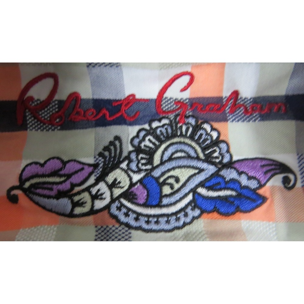 Robert Graham Classic Fit Shirt Embroidered Plaid Cotton Men S Flip Cuff Multi